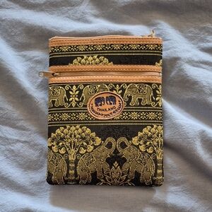 Black and Gold Elephant Pattern Pouch
